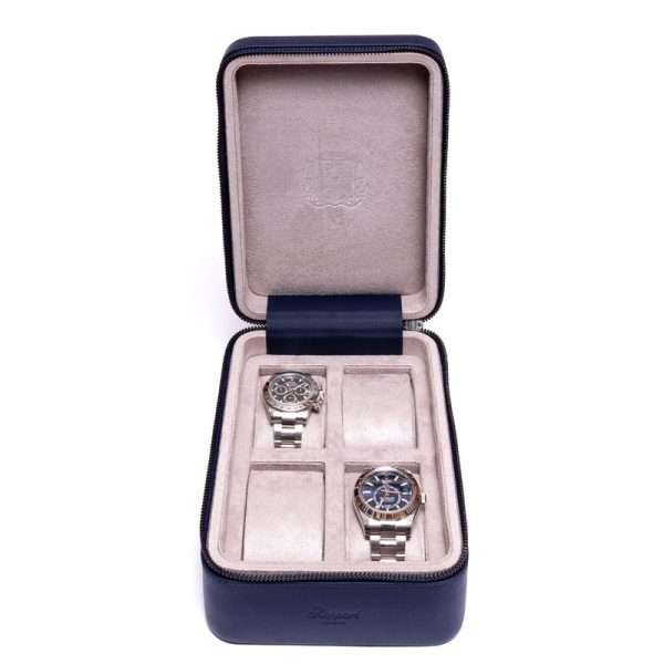 Hyde Park Navy Blue Four Watch Zip Case