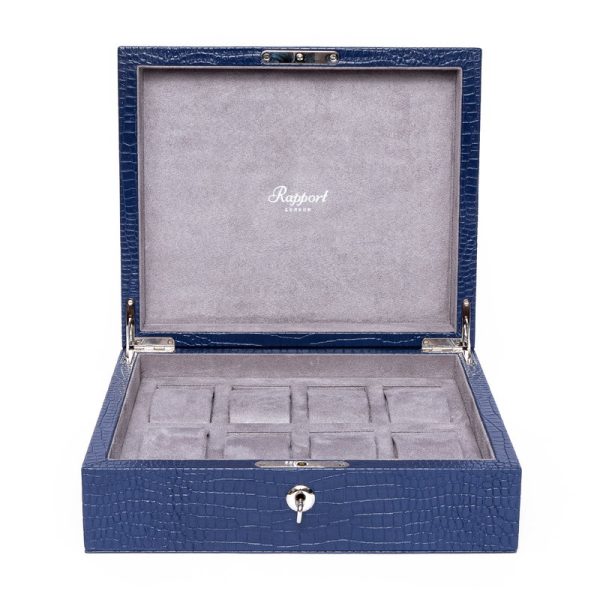 Blue Crocodile Effect Leather Watch Box