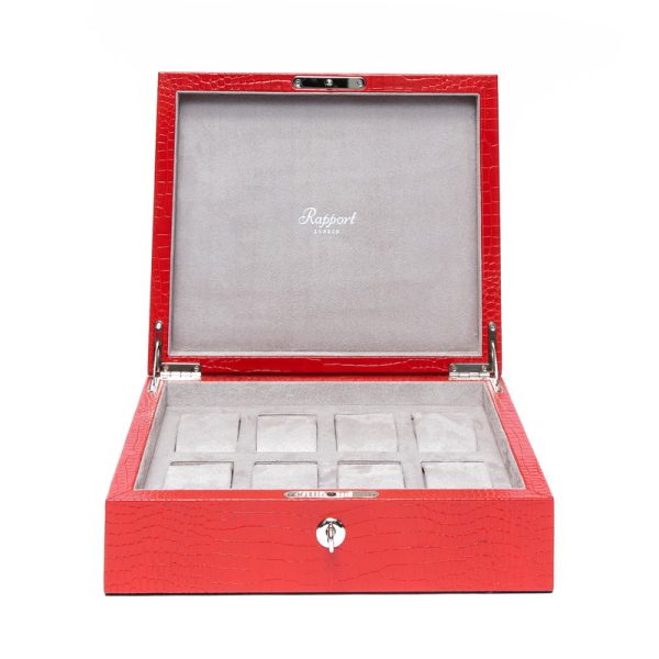 Red Crocodile Effect Leather Watch Box