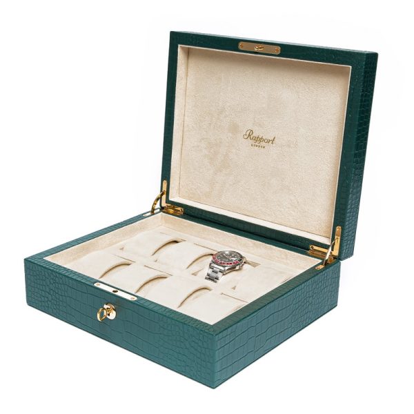 Green Crocodile Effect Leather Watch Box