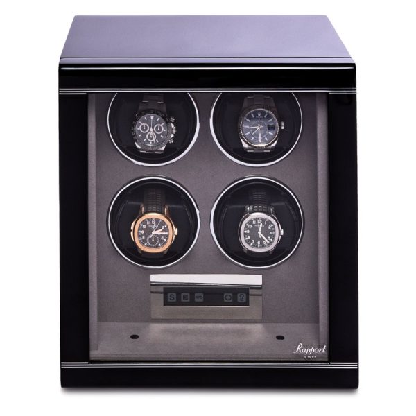 Formula Quad Watch Winder in a high gloss black finish.