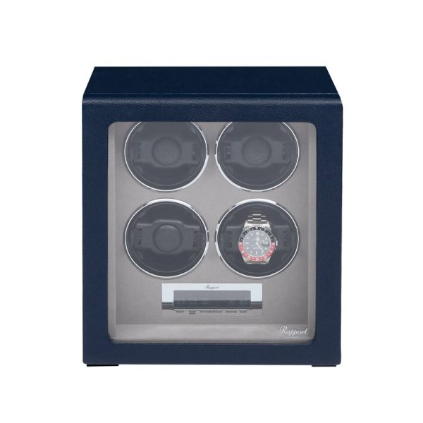 Watch Winder Four Leather Blue