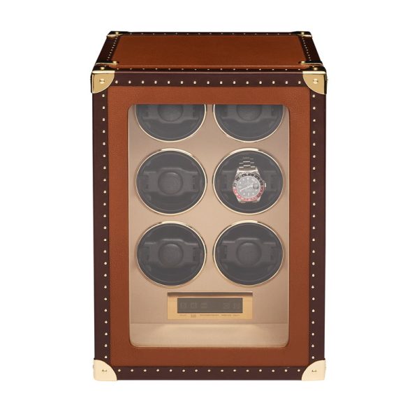 Watch Winder Six Leather Brown
