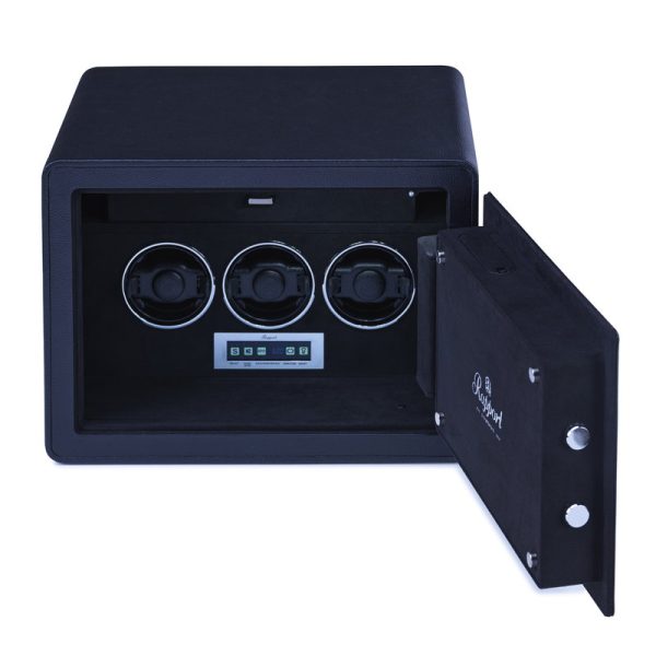 Savoy Watch Winder Safe for Three Watches in Leather