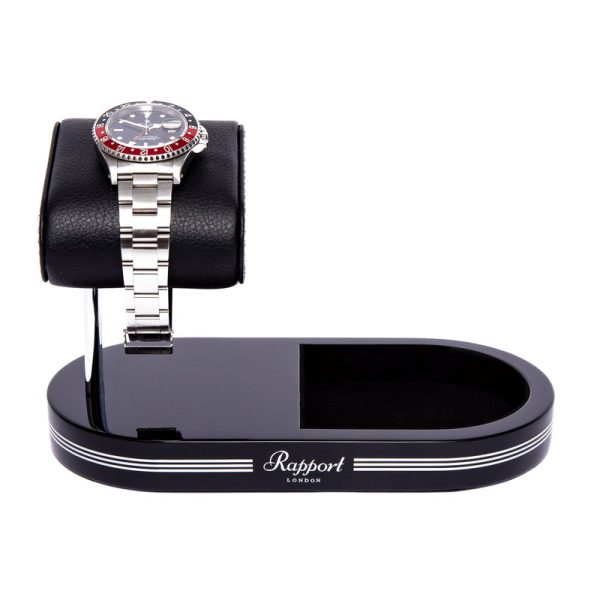 Black and Silver Watch Stand with Tray